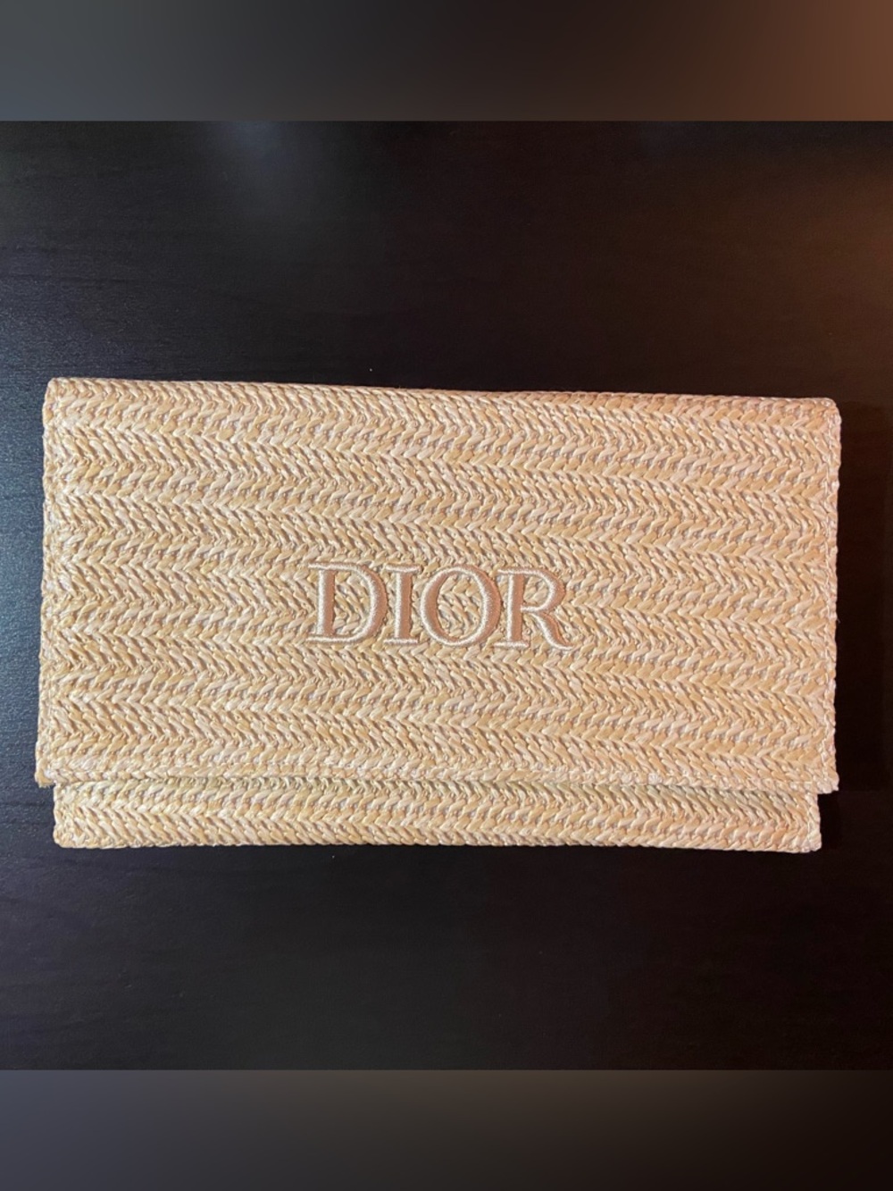 DIOR BEAUTY DIORIVIERA RAFFIA POUCH COSMETIC RATTAN CLUTCH NEW! - Picture 3 of 7